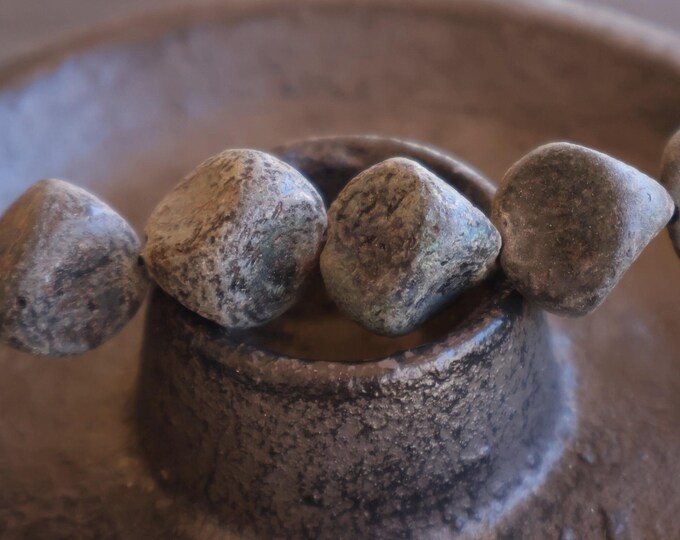 6 Czech Glass Beads 14mm Pressed Glass Matte Stone Picasso