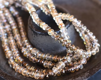 25 Czech Glass Faceted Rondelle Beads 4 x 2mm Topaz Luster Mix 11 - 24