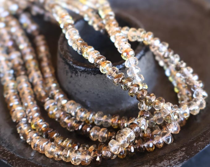 25 Czech Glass Faceted Rondelle Beads 4 x 2mm Topaz Luster Mix 11 - 24