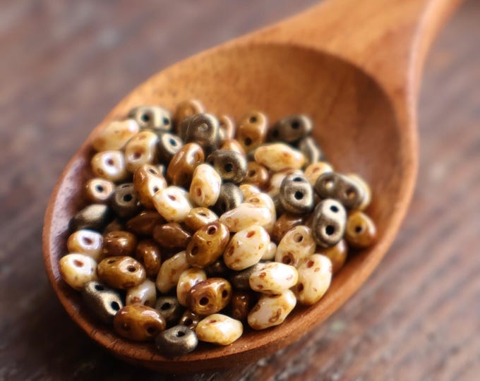 Czech MiniDuo 2 Hole Beads "Naturals" Assortment  2x4mm