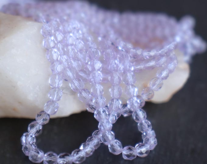 Full Strand 4mm Czech Firepolished Faceted Beads Alexandrite 12 - 14