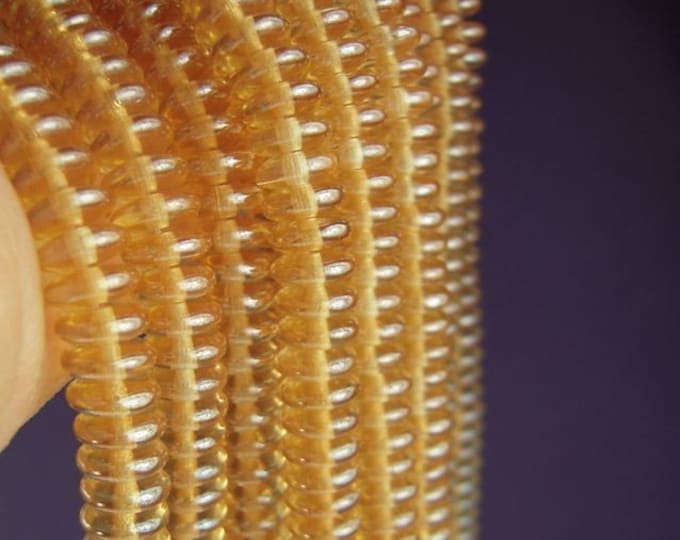 50 Czech Pressed Glass Rondell Spacer Beads 6mm Champagne Luster (BX 9 - 5)