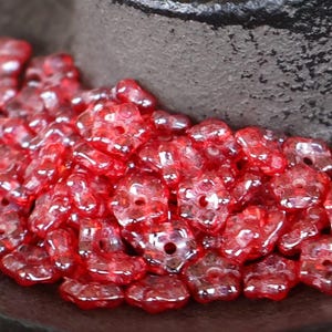 Czech Flower Beads 5mm Czech Glass Beads Ruby Luster Daisy Lochrosen Spacer  50 pc