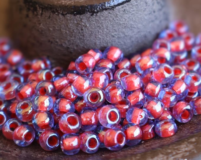 100 - 6/0 Toho Seed Beads   Inside Color Light Sapphire Hyacinth Lined (BX 12 - 7)