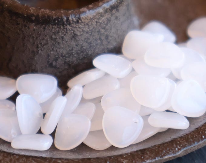 8mm Czech Glass Milky White Rose Petal Beads 50