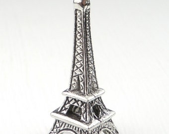 Eiffel Tower Pewter Charm - Antique Silver 24mm Charm (BX 9 - 5)