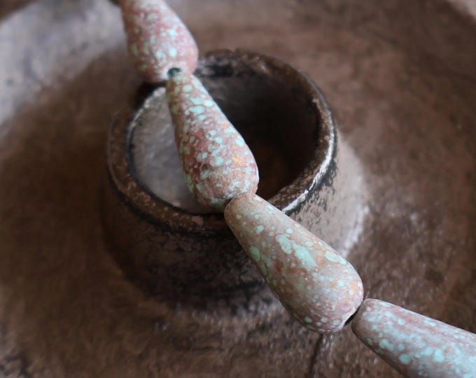 Czech Glass Beads - Tear Drop Beads Turquoise Plum Picasso 19mm Drop