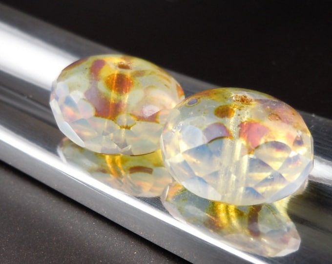 Czech Glass Beads 17mm Milky Crystal Picasso X-Large Rondelle Beads  (BX 9 - 27)