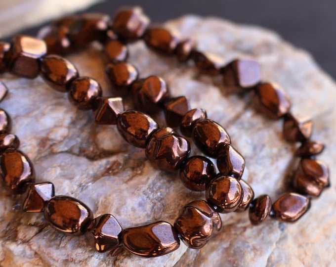 24 Czech Pressed Glass Bead Specialty Assortment Dark Bronze Assortment 12 - 14