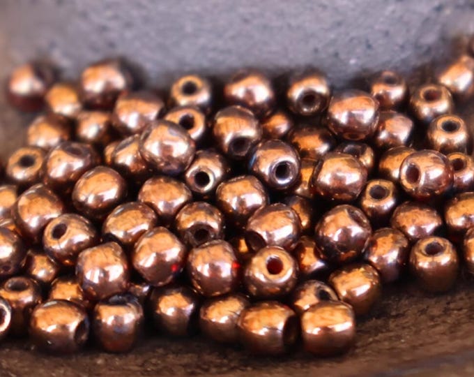 Czech Glass Round Druk Bead 3mm Full Strand Ruby Bronze 100 pc (01 - 04)