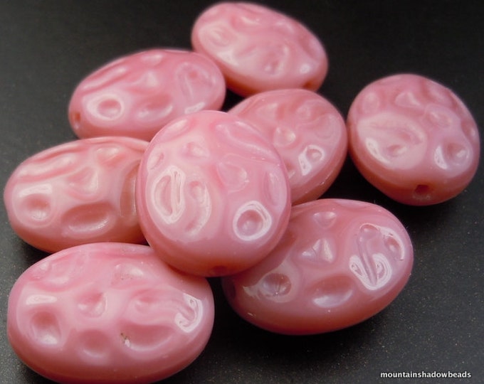 8 Czech Oval Beads - 16mm Czech Glass Beads Dusty Rose Pink 12 - 7