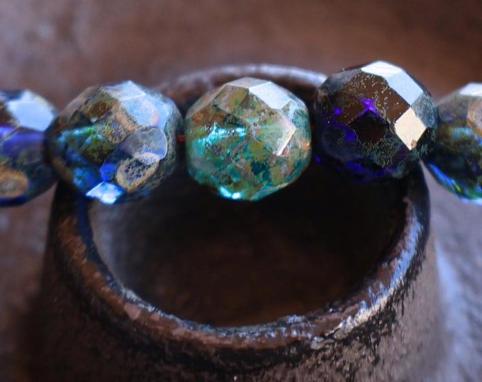 10 - 10mm Firepolished Faceted Round Beads Picasso Assortment Czech Glass Beads