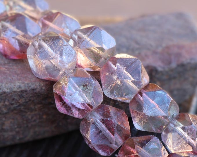 Pink Crystal Luster Czech Glass Beads 16mm English Cut - 4 Pack (BX 12 - 6) Jewelry and Beading Supplies