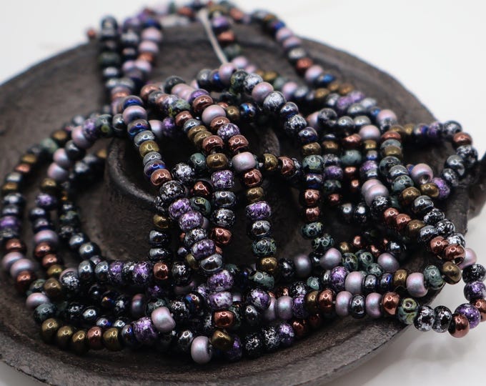 Midnight Twilight Czech Picasso Aged Multi Color 3-4mm Picasso Seed Bead Mix Size 6/0