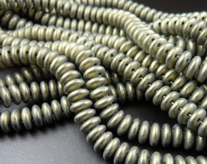 Metallic Suede - Gold Czech Glass Bead 6mm CzechMate 2 Hole Lentil 50 pcs (12 - 14) Jewelry and Beading Supplies