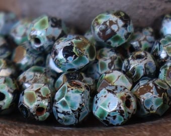 Black Czech Glass Beads 6mm Beads Opaque Jet Picasso 25 01 - 04