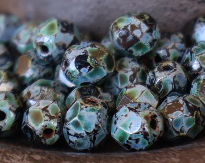 Black Czech Glass Beads 6mm Beads Opaque Jet Picasso 25 01 - 04