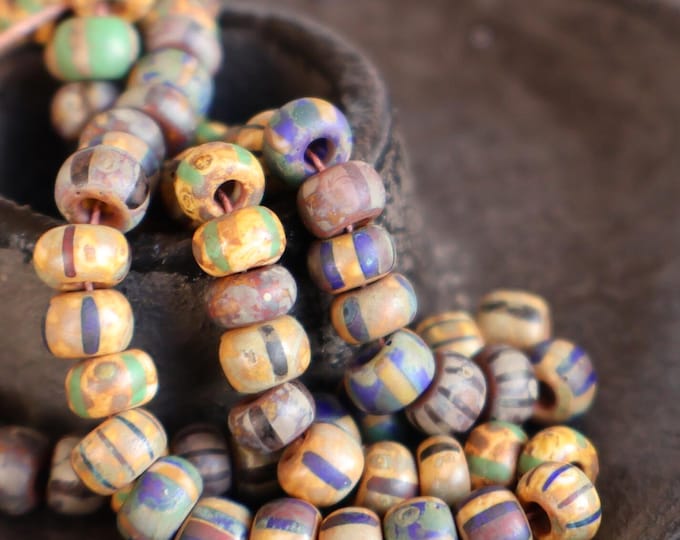 6 Inch Strand Czech Picasso Aged Multi Color Seed Bead Mix - 32/0 (BX 10 - 20)