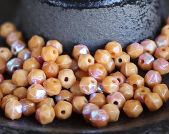 25 Opaque Caramel AB English Cut Beads 3mm Czech Glass Beads  (BX 12 - 27)
