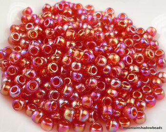 Transparent Rainbow Ruby TOHO Seed Beads - 6/0 Beads - 2.5" Tube