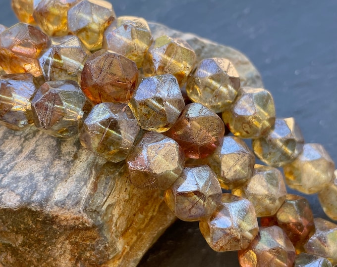 Czech Glass Beads 10mm English Cut Luster Assortment Full Strand of 12 BX 12 - 27