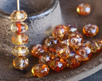 Czech Glass Beads - Crystal Picasso 4x6mm Rondelle (BX 10 - 20)