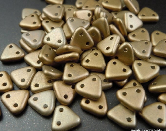 Satin Bullion - Czechmates Triangle 2 Hole Czech Glass 6mm Bead - 10 gram (BX 1 - 15)