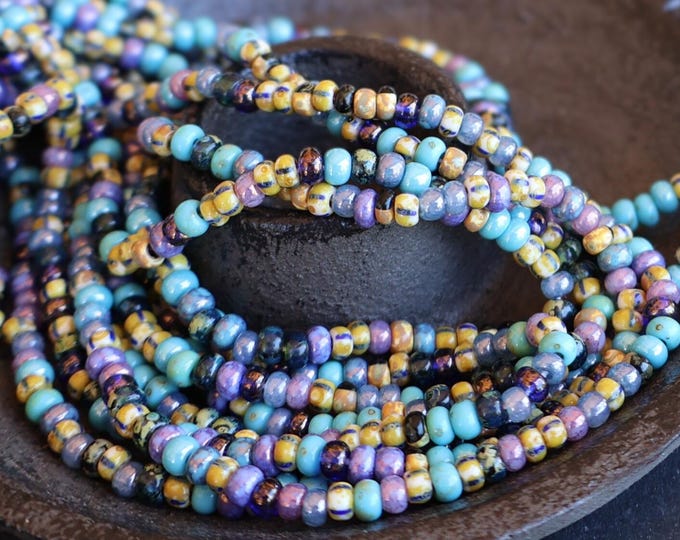 Mystic Meadow Czech Picasso Aged Multi Color Picasso Seed Bead Mix Size 7/0 - (CPS - 121)