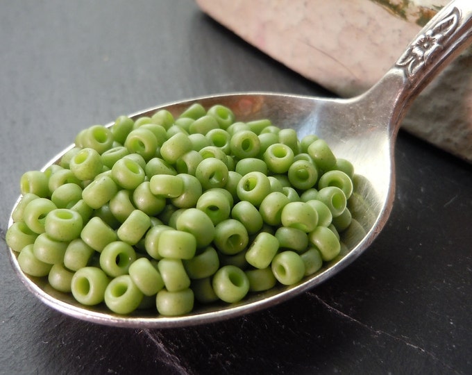 TOHO 8/o Japanese Seed Beads Opaque Matte Green 10 grams 8/0