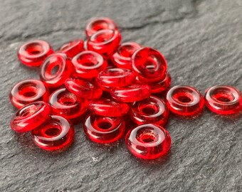 Czech Glass 8mm Donut Beads Siam Ruby (AZ 7 - 28)