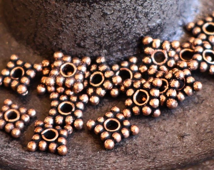12 Bali Spacer Antique Copper 6mm Ornate Square Spacer Beads