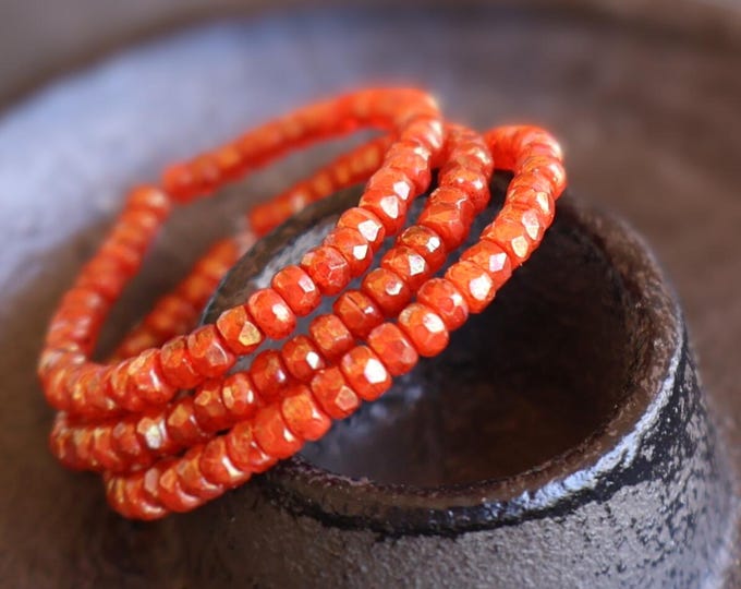 Czech Glass Beads 50 - 2x3mm Rondelle Coral Luster Picasso BX 7 - 12