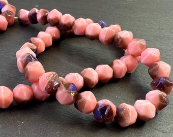 Czech Glass Beads English Cut Beads Opaque Rose Azuro  7 - 11 Jewelry and Beading Supplies