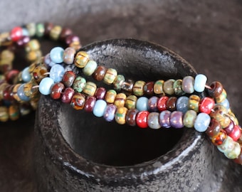 Czech Picasso Aged Multi Color Luster Picasso Seed Bead Mix Size 8/0 - (CPS - 107)