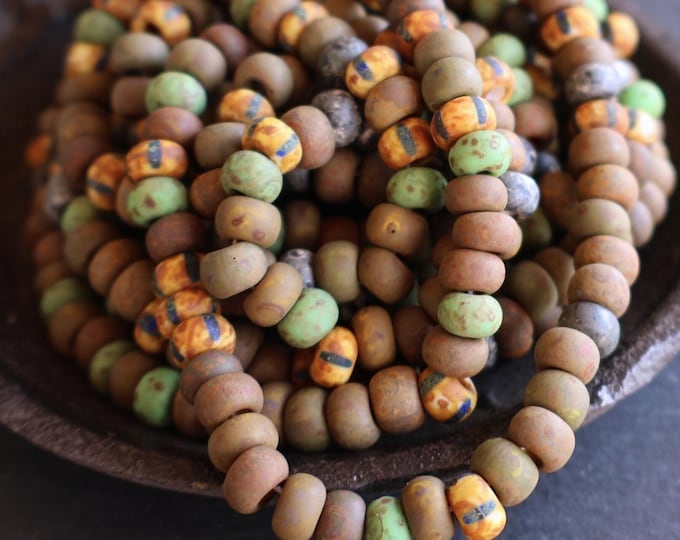 Mesa Verde Matte Mix 6mm Czech Picasso Multi Color Picasso Aged Seed Beads 10 Inch Strand 2/0