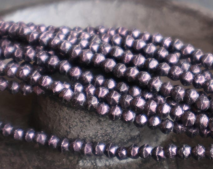 3mm English Cut Beads - Dark Plum - Czech Faceted Glass 50 pcs