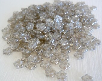 Czech Flower Beads 5mm Czech Glass Beads Black Diamond Luster Daisy Lochrosen Spacer - 3.4 grams BX 11 - 24