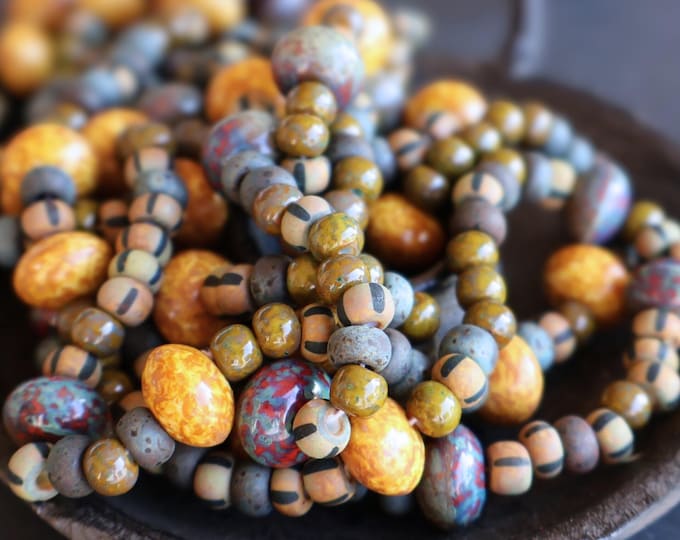 45 Sonoran Earthtones Bead Mix  Czech Picasso Multi Color Picasso Aged Striped Seed Beads 2/0
