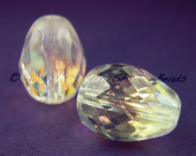 4 Czech Firepolished Glass X Large Drop Beads Crystal AB