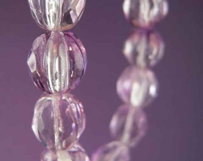 10 Czech Glass Large 10mm Lavender Melon Beads 12 - 7