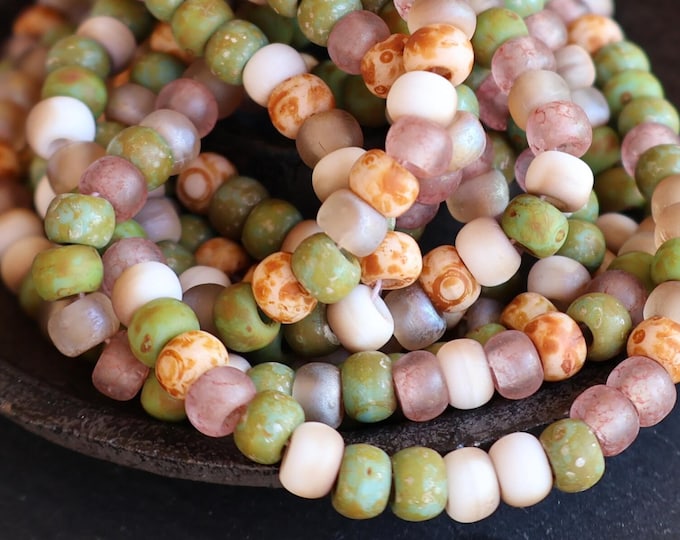 Sagebrush Blush Matte Mix 6mm Czech Picasso Multi Color Picasso Aged Seed Beads 10 Inch Strand 2/0