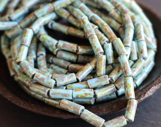 Czech Picasso High Desert Patina Bugle Bead Size 9x4mm Full 20 Inch Strand