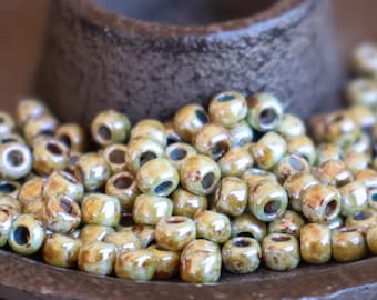 100 Toho Seed Beads 6/0 -  Opaque Luster Green (BX 7 - 12)