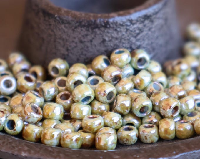 100 Toho Seed Beads 6/0 -  Opaque Luster Green (BX 7 - 12)