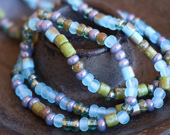 Czech Picasso Aged Multi Color Luster Matte Bugle & Seed Bead Mix Size 6/0 - (PBM - 108)