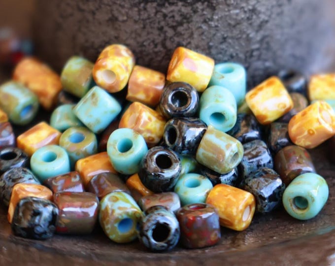 Czech Glass Picasso Aged 3.5mm Bugle Mix Seed Beads - PBM 110