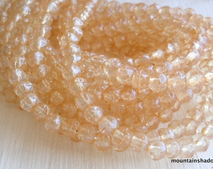 3mm English Cut Beads - Champagne Luster - Czech Glass Beads - 50 pcs