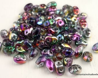 MiniDuo  Seed Beads 2 Hole Beads Marea Peacock   2x4mm - 2.5" Tube