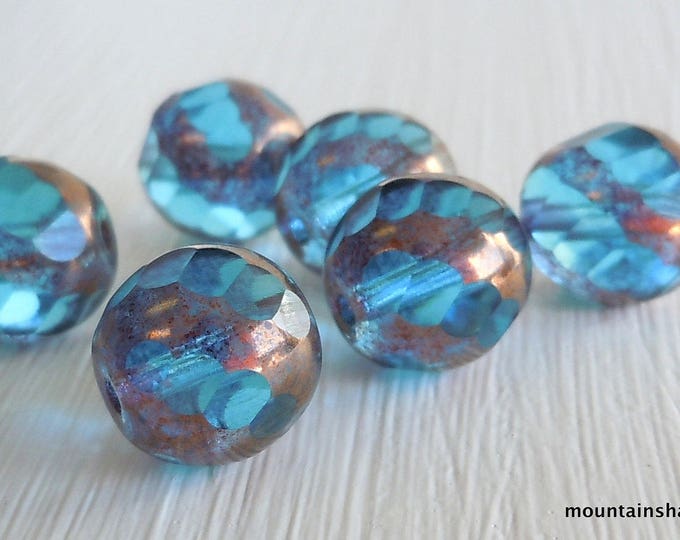 Capri Bronze Picasso Czech 10mm Diagonal Swirl Beads