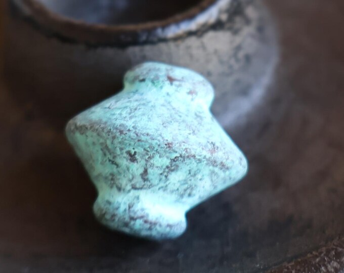 Large Mykonos Greek Bead - 20mm Bead Verdigris (BX 12 - 27) Specialty Beads for Jewelry Making